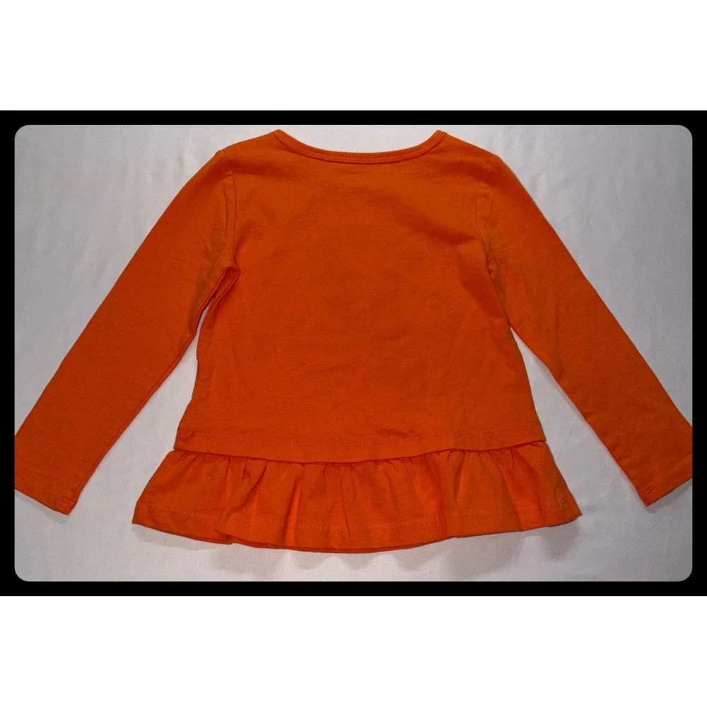 Carter's Peplum Top Kids 3T Orange Trick or Treat Halloween Shirt